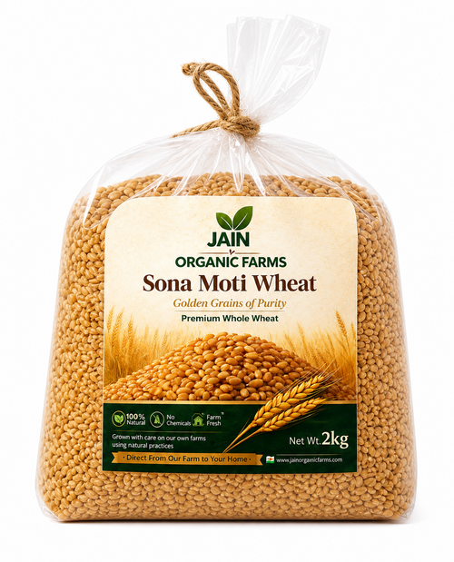 Jain Organic Farms Sona Moti Wheat 2kg front pack